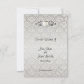 Eleganter Silver Damask Stil Save The Date (Vorderseite)
