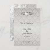 Eleganter Silver Damask Stil Save The Date (Vorne/Hinten)
