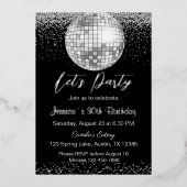 Eleganter Silver Disco Ball Party Geburtstag Folieneinladung (Vorderseite)