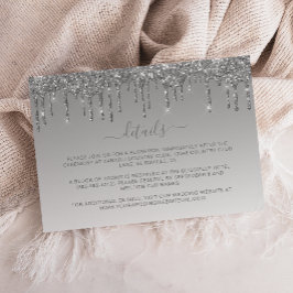 Eleganter Silver Dripping Glitzer Hochzeitdetails Begleitkarte