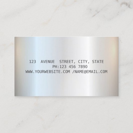 Eleganter Silver Feather Notary Silver Glitzer Visitenkarte (Rückseite)