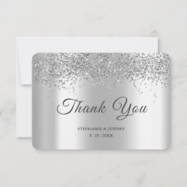 Eleganter Silver Foil Glitzer Sparkle Wedding Dankeskarte
