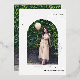 Eleganter Silver Foto Abschluss Folieneinladung