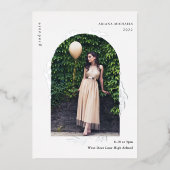 Eleganter Silver Foto Abschluss Folieneinladung (Vorderseite)