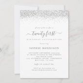 Eleganter Silver Glitzer 21. Geburtstagsparty Einladung (Vorderseite)
