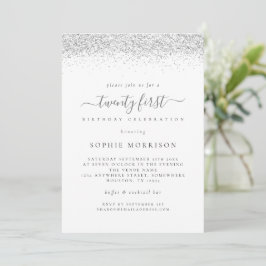 Eleganter Silver Glitzer 21. Geburtstagsparty Einladung