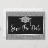 Eleganter Silver Glitzer Abschluss Save the Date (Vorderseite)