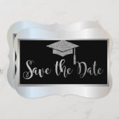 Eleganter Silver Glitzer Abschluss Save the Date (Vorne/Hinten)