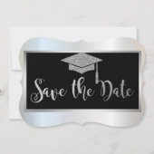 Eleganter Silver Glitzer Abschluss Save the Date (Vorderseite)