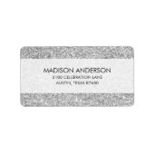 Eleganter Silver Glitzer Adressaufkleber (Vorne)