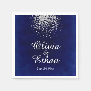 Eleganter Silver Glitzer auf Royal Blue Serviette