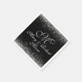 Eleganter Silver Glitzer auf Schwarz Serviette (Ecke)