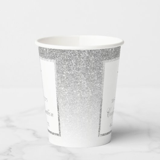 Eleganter Silver Glitzer Bestätigung oder Taufe Pappbecher (Links)