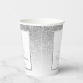 Eleganter Silver Glitzer Bestätigung oder Taufe Pappbecher (Rechts)