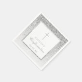 Eleganter Silver Glitzer Bestätigung oder Taufe Serviette (Ecke)