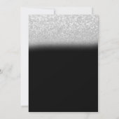 Eleganter Silver Glitzer Bokeh Black Wedding Einladung (Rückseite)