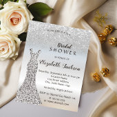 Eleganter Silver Glitzer Bokeh , Dress Brautparty Einladung