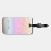 Eleganter Silver Glitzer Bokeh farbiges Monogramm Gepäckanhänger (Rückseite horizontal)
