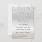 Eleganter Silver Glitzer Bokeh Hochzeitsempfang Einladung (Vorderseite)