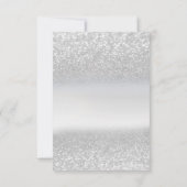 Eleganter Silver Glitzer Bokeh Hochzeitsempfang Einladung (Rückseite)