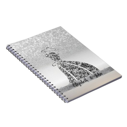 Eleganter Silver Glitzer Bokeh, Kleid Notizblock (Rechte Seite)