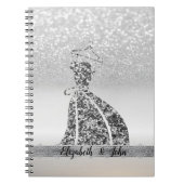 Eleganter Silver Glitzer Bokeh, Kleid Notizblock (Vorderseite)