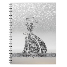 Eleganter Silver Glitzer Bokeh, Kleid, Spitze Notizblock