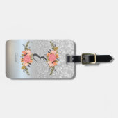 Eleganter Silver Glitzer Bokeh, Monogramm, Blume Gepäckanhänger (Vorderseite horizontal)