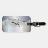 Eleganter Silver Glitzer Bokeh , Monogramm Gepäckanhänger (Vorderseite horizontal)