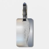 Eleganter Silver Glitzer Bokeh , Monogramm Gepäckanhänger (Rückseite vertikal)