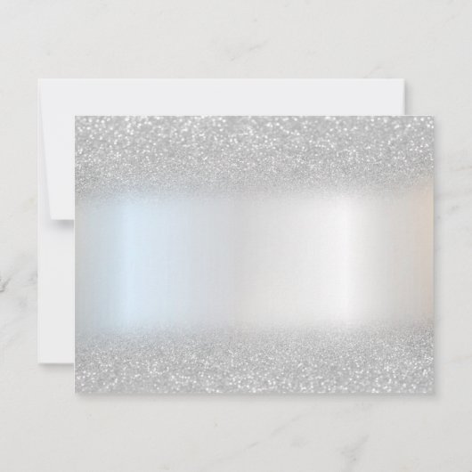 Eleganter Silver Glitzer Bokeh Probe Abendessen Einladung (Rückseite)
