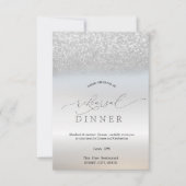 Eleganter Silver Glitzer Bokeh Probe Abendessen Einladung (Vorderseite)