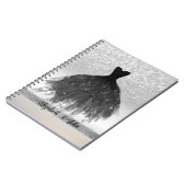 Eleganter Silver Glitzer Bokeh, Schwarzes Kleid Notizblock (Linke Seite)