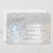 Eleganter Silver Glitzer Bokeh, Spitze Save the Da Date (Vorderseite)