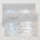Eleganter Silver Glitzer Bokeh, Spitze Save the Da Date (Vorne/Hinten)