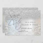 Eleganter Silver Glitzer Bokeh, Spitze Save the Da Save The Date (Vorne/Hinten)