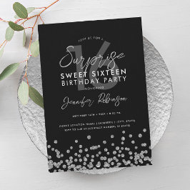 Eleganter Silver Glitzer Confetti Überraschung Swe Einladung