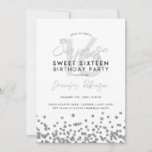 Eleganter Silver Glitzer Confetti Überraschung Swe Einladung (Vorderseite)