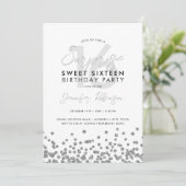 Eleganter Silver Glitzer Confetti Überraschung Swe Einladung (Stehend Vorderseite)