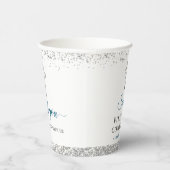 Eleganter Silver Glitzer Cross First Holy Communio Pappbecher (Rechts)