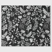 Eleganter Silver Glitzer Foliage Black Design Case Geschenkpapier (Flach)