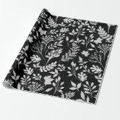 Eleganter Silver Glitzer Foliage Black Design Case Geschenkpapier (Ungerollt)