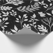 Eleganter Silver Glitzer Foliage Black Design Case Geschenkpapier (Ecke)