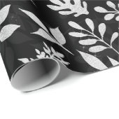 Eleganter Silver Glitzer Foliage Black Design Case Geschenkpapier (Rolleneckpunkt)