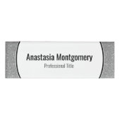Eleganter Silver Glitzer Glitzern Black Text Namenschild (Vorderseite)