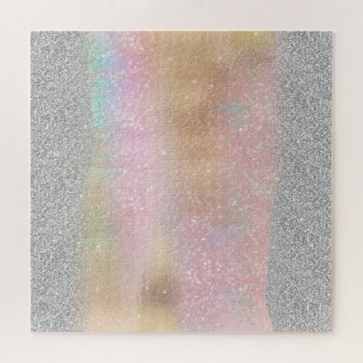 Eleganter Silver Glitzer Gold Regenbogen Abstrakte Puzzle (Horizontal)