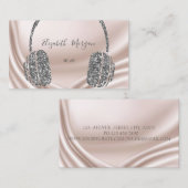 Eleganter Silver Glitzer Headphone DJ Visitenkarte (Vorne/Hinten)