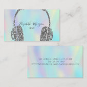 Eleganter Silver Glitzer Headphone Holographic Visitenkarte (Vorne/Hinten)