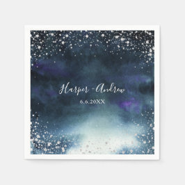 Eleganter Silver Glitzer Hochzeit Serviette