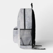 Eleganter Silver Glitzer Individuelle Name Bedruckter Rucksack (Rechts)